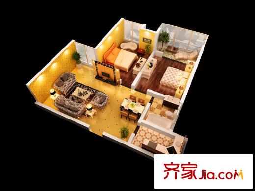 江林公園里三期7/8號(hào)樓標(biāo)準(zhǔn)層C戶型 2室2廳1衛(wèi)1廚
