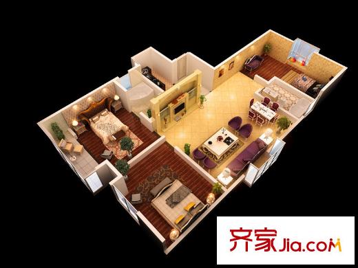 江林公園里四期7/8號(hào)樓標(biāo)準(zhǔn)層B戶型 3室2廳2衛(wèi)1廚