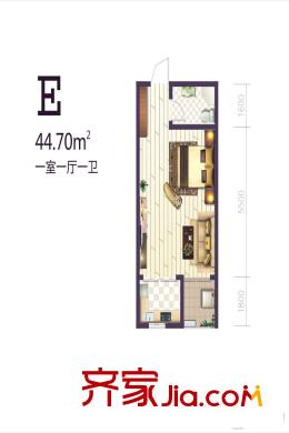 碧璽華庭1號(hào)樓E戶型 1室1廳1衛(wèi)1廚
