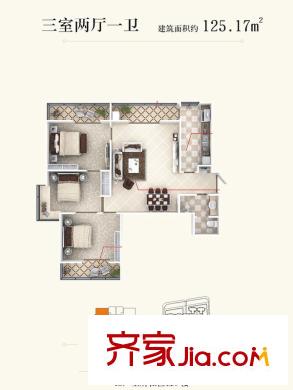 九如御8號(hào)樓C2戶型 3室2廳1衛(wèi)1廚