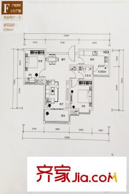 山水悅庭1號(hào)5號(hào)樓F戶型 2室2廳1衛(wèi)1廚