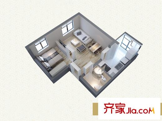 新長城1#M戶型 1室1廳1衛(wèi)1廚