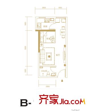 南門望城b13戶型 1室1廳1衛(wèi)1廚