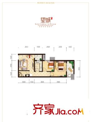 南門望城1#B-4戶型 2室2廳1衛(wèi)1廚