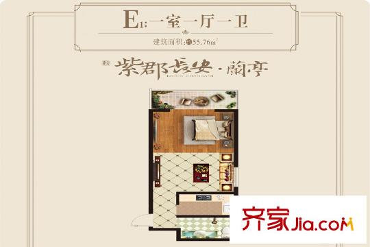 紫郡長安F6號樓E1戶型 1室1廳1衛(wèi)1廚