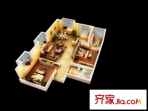 江林公園里E戶型 2室2廳1衛(wèi)1廚