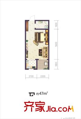 碧璽華庭E戶型 1室1廳1衛(wèi)1廚