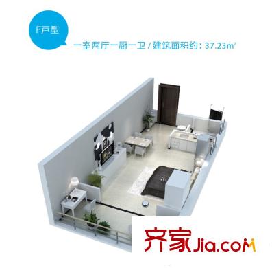 鉑悅F戶型戶型圖 1室2廳1衛(wèi)