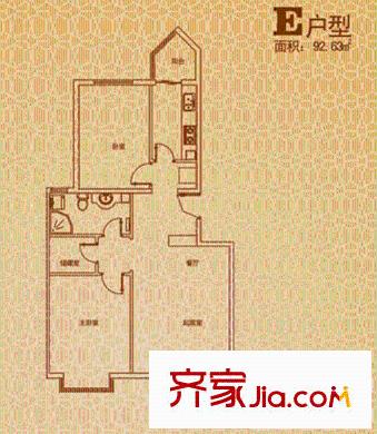 渭水茗居E戶型 2室2廳1衛(wèi)1廚