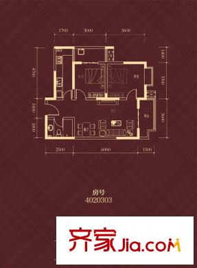 華旗東郡4號樓B1戶型 2室2廳1衛(wèi)1廚