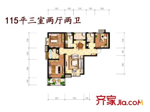 曲江?悅1號樓A戶型 3室2廳2衛(wèi)1廚