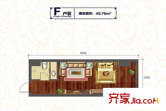 旭弘同德國際1號(hào)樓F戶型 1室1廳1衛(wèi)