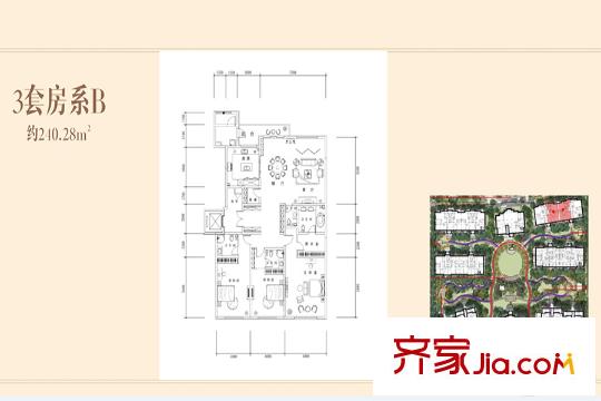 南湖玖平方米院2、3、6號(hào)樓3套房系B戶型 4室2廳3衛(wèi)1廚