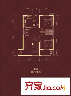 華旗東郡4號樓D2戶型 2室2廳1衛(wèi)1廚