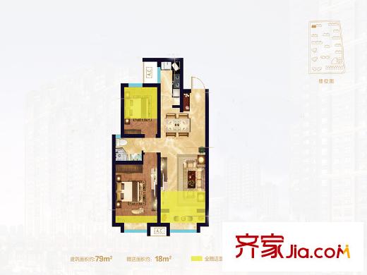 華洲城?熙悅都22#A戶型 2室2廳1衛(wèi)1廚