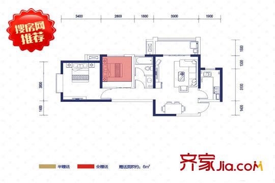 華洲城?熙悅都3、16號樓A戶型 2室2廳1衛(wèi)1廚