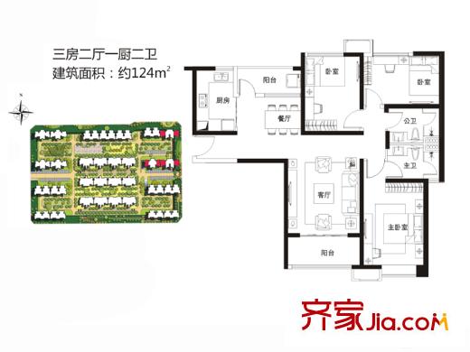 海倫春天2號(hào)樓C戶型 3室2廳2衛(wèi)1廚
