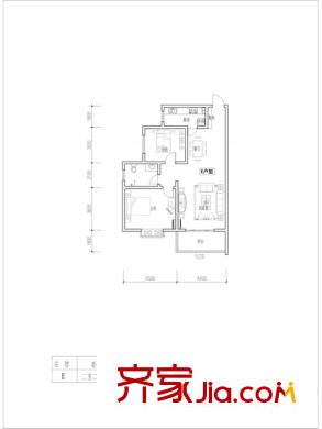 涇渭?馨佳苑E戶型 2室2廳1衛(wèi)1廚