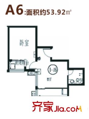 仕府公館A6戶(hù)型 1室1廳1衛(wèi)1廚