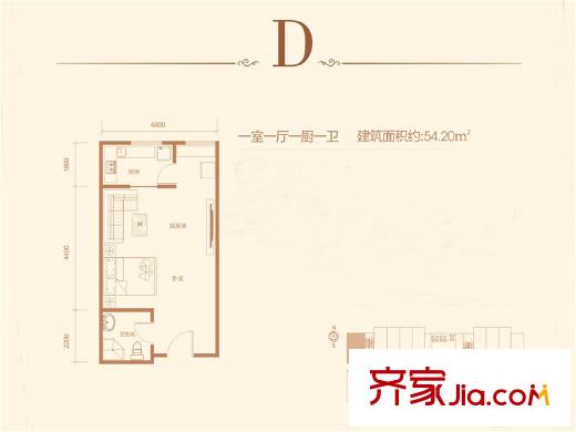 萬象春天8號地3號樓D 1室1廳1衛(wèi)1廚