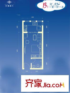 萬象春天8號地4號樓B3 1室1廳1衛(wèi)1廚