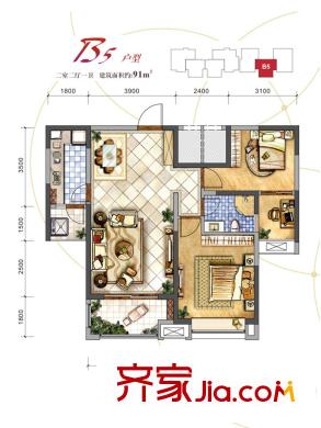 永澤五里州B5戶型 2室2廳1衛(wèi)1廚