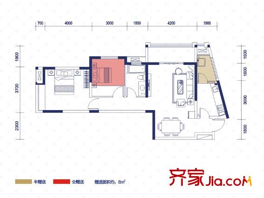 華洲城?熙悅都7#、10#樓A戶型 2室2廳1衛(wèi)1廚