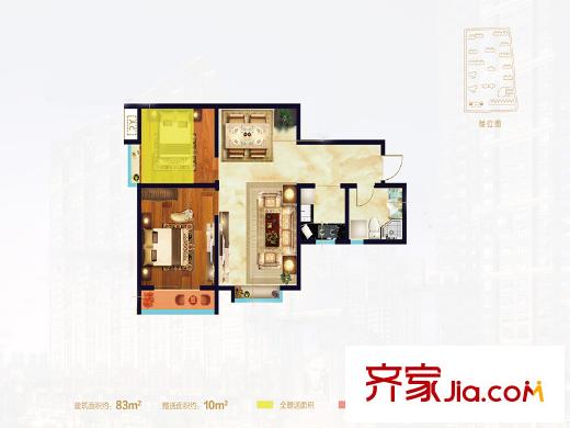 華洲城?熙悅都3#E戶型 2室2廳1衛(wèi)1廚