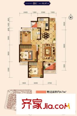 世園大公館8號(hào)樓D1戶型 3室2廳1衛(wèi)1廚