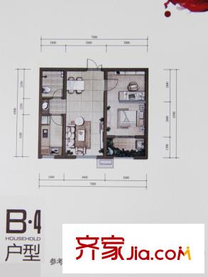 大興九臻2期B4戶型 1室2廳1衛(wèi)1廚