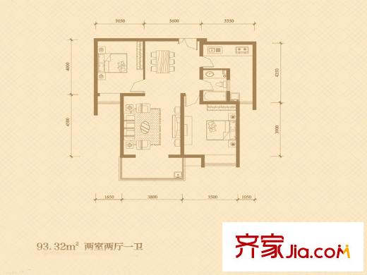 易道郡 玫瑰公館6、7號(hào)樓93.32平 2室2廳1衛(wèi)1廚