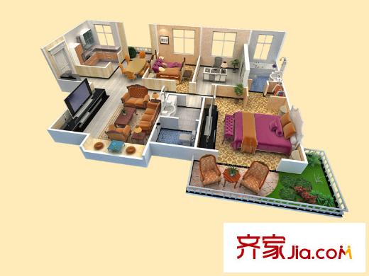 香林郡6#A戶型 3室2廳2衛(wèi)1廚