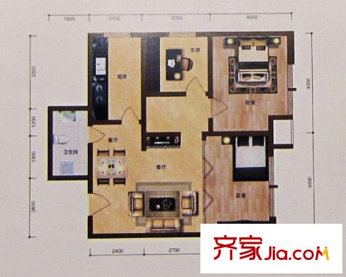 安盛花苑 3室 戶型圖
