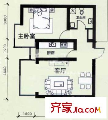 水電小區(qū) 1室 戶型圖