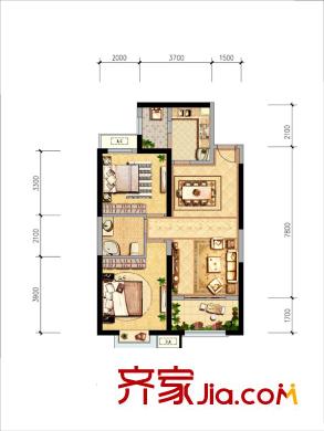 納帕溪谷?金源19#中B2戶型 2室2廳1衛(wèi)1廚