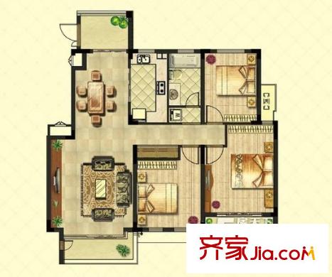 燃料公司家屬院 3室戶型圖
