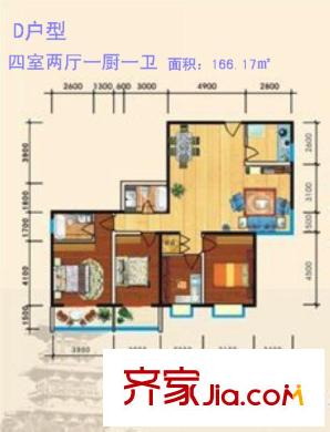 公園大觀戶型圖D戶型 4室2廳1衛(wèi)1廚
