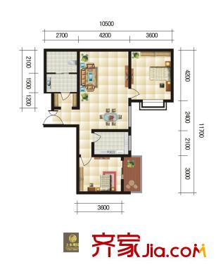 上水觀園戶型圖D戶型 2室2廳1衛(wèi)1廚