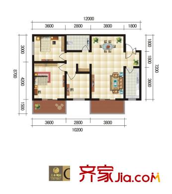 上水觀園戶型圖G戶型 3室2廳1衛(wèi)1廚