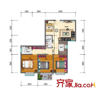 阿房大廈戶型圖113平戶型圖 3室2廳2衛(wèi)1廚