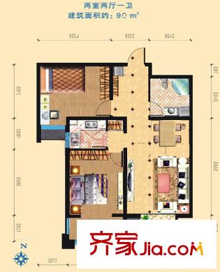 安盛花苑 2室 戶型圖