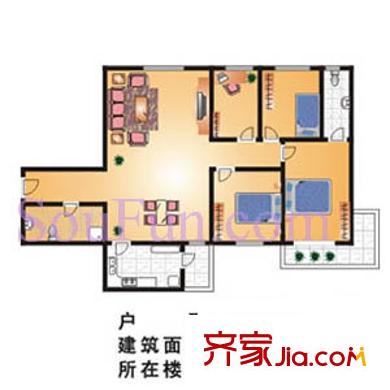 天豪花園戶型圖4室2廳2衛(wèi)1廚