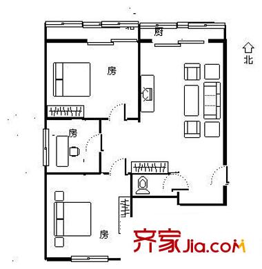 博雅苑小區(qū) 3室 戶型圖