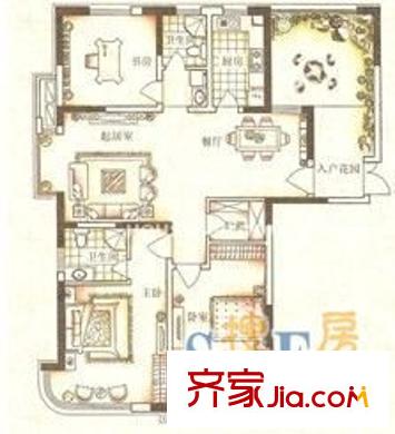 青松公寓 3室 戶型圖