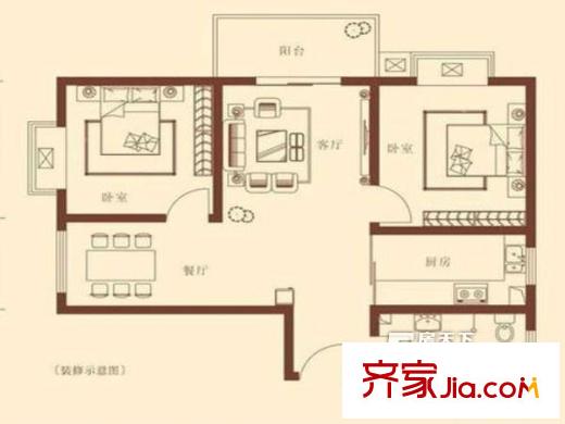 醫(yī)藥小區(qū) 2室戶型圖