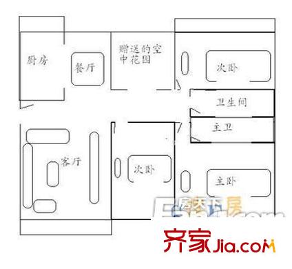 中海湖濱小鎮(zhèn)戶型圖戶型圖 3室2廳2衛(wèi)