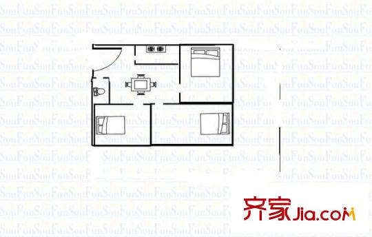 古新巷小區(qū) 2室 戶型圖