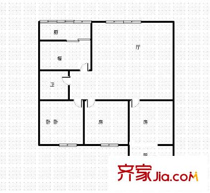 西安 傘塔路消防隊家屬院 3室 戶型圖