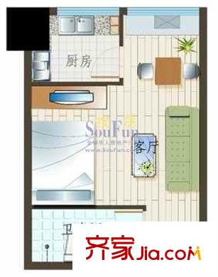 領(lǐng)先時(shí)代廣場(chǎng)戶型圖戶型圖 1室1廳1衛(wèi)1廚