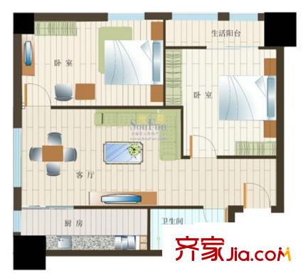 領(lǐng)先時代廣場戶型圖戶型圖 2室1廳1衛(wèi)1廚